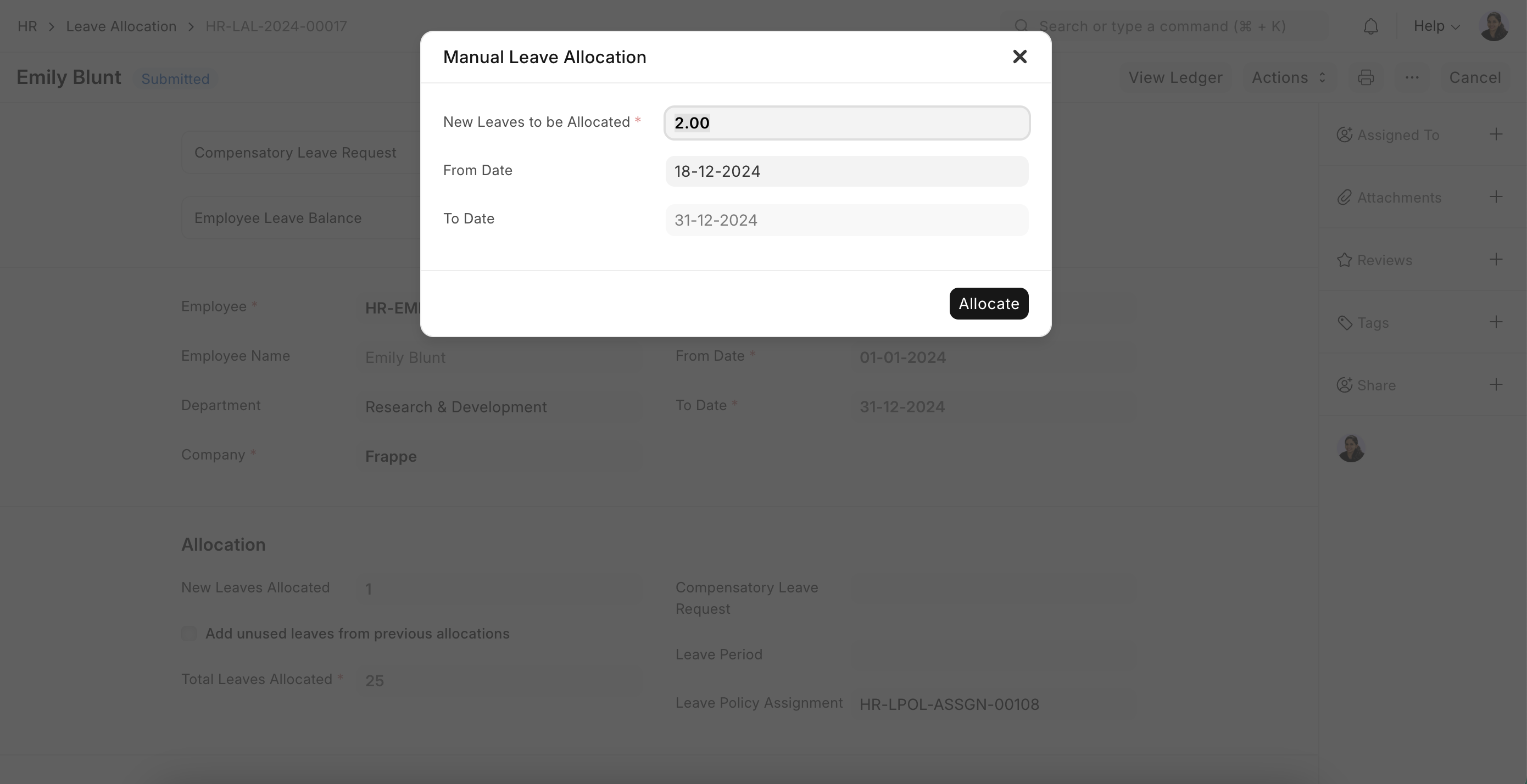 Manual Leave Allocation